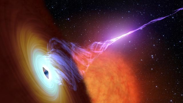 Artist concept of a black hole with a relativistic jet